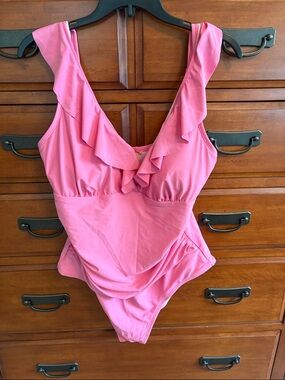 Pink Ruffle Strap One-Piece Swimsuit - CUPSHE